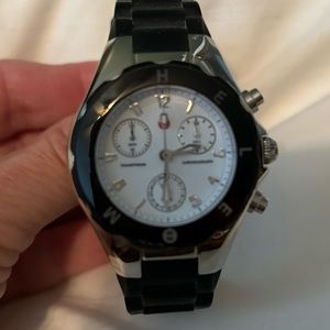 Michelewatch small black rubber band trimmed in stainless steel